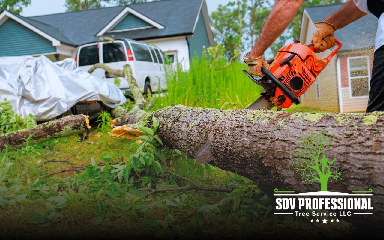 Homeowner reviewing Tree removal permits for Madison AL with a simple yard sketch.