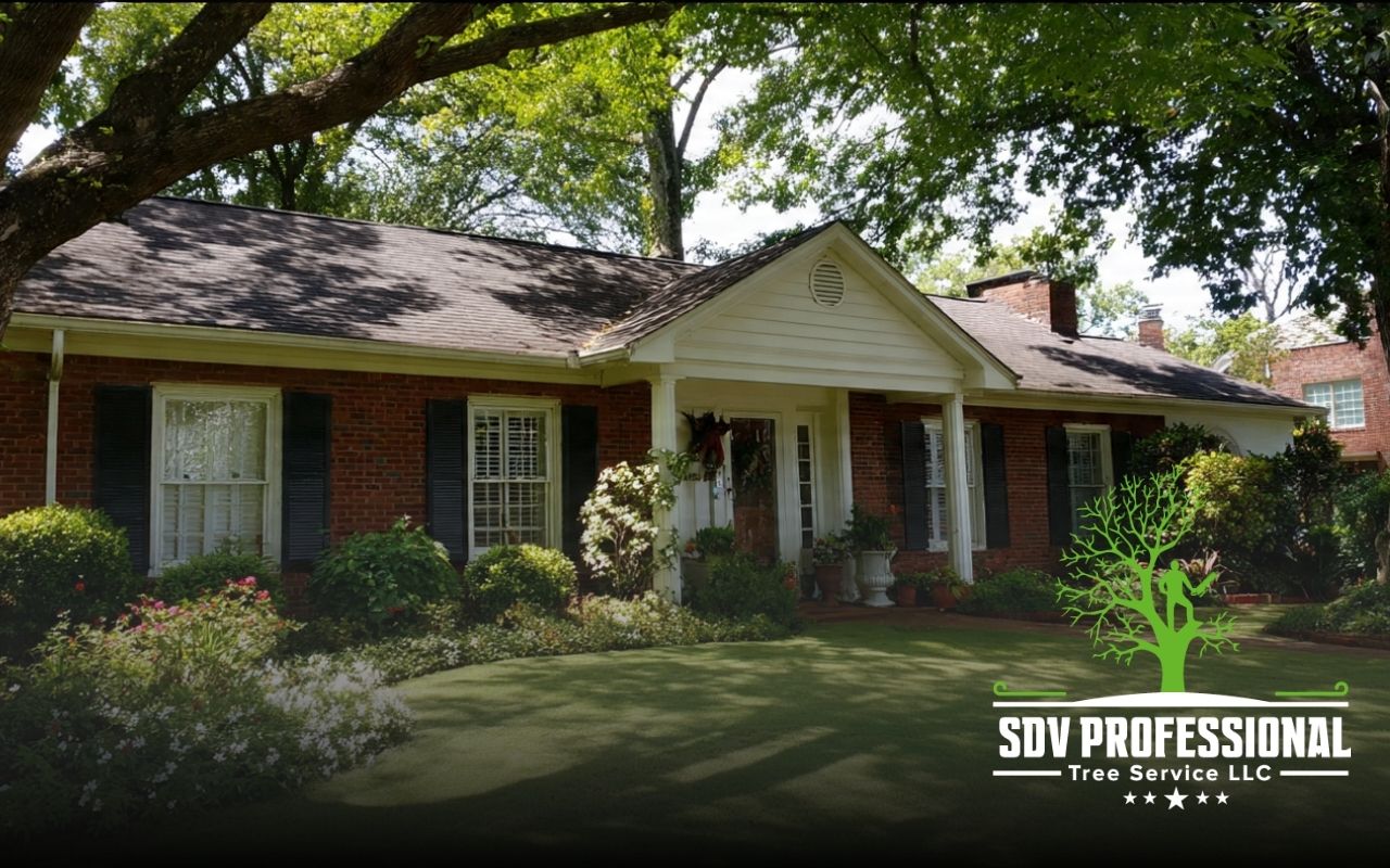 spring tree inspection in Huntsville, AL in a healthy front yard