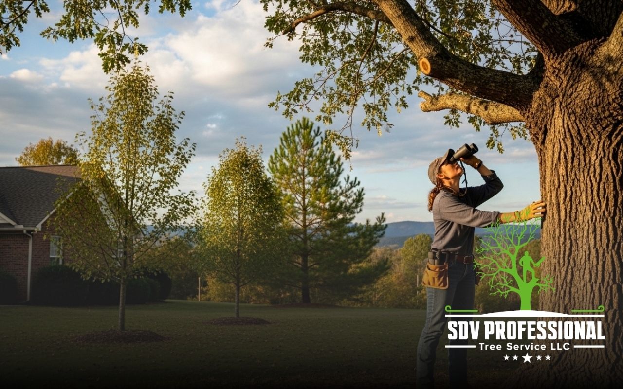 Professional crew performing tree trimming before storm season in Alabama