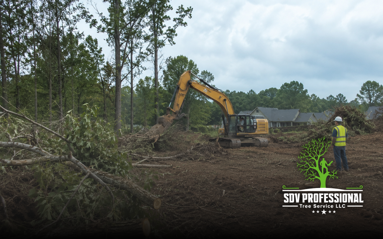 Tree removal for construction lots during early site clearing