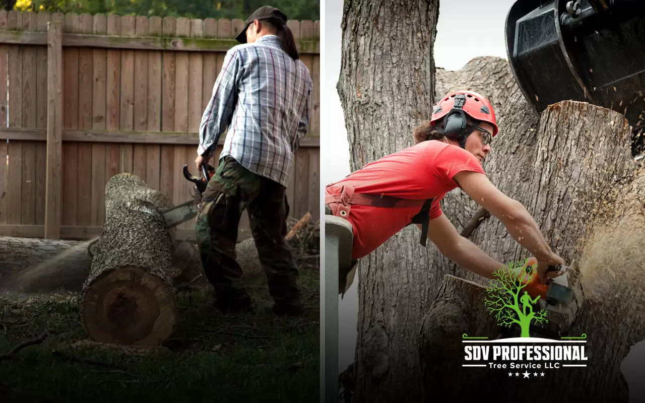 Comparison of DIY vs. professional tree removal.
