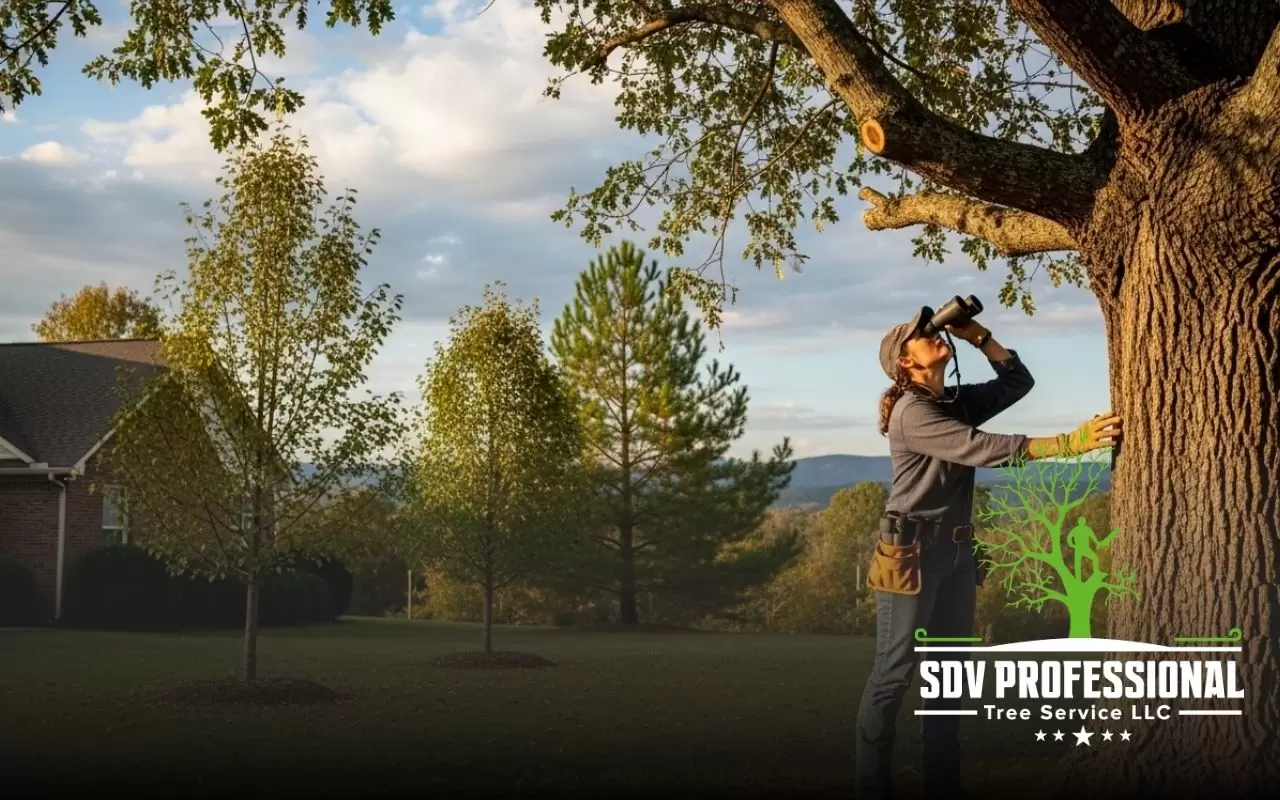 Professional crew performing tree trimming before storm season in Alabama